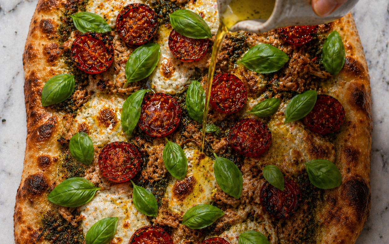 Herbed Chicken Pesto Flatbread — The Easiest Aesthetic Picnic Food You’ll Make All Summer