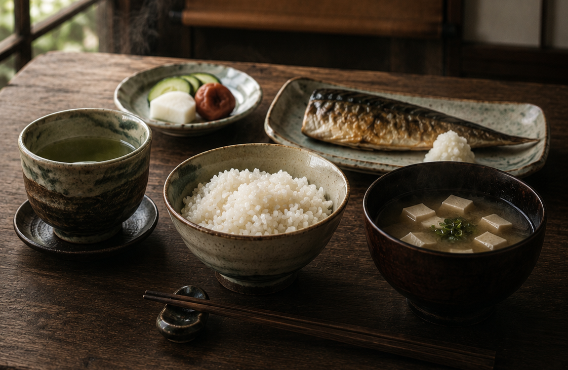 Japanese tea ceremony aesthetic — matcha bowl, bamboo whisk, warm light on a wooden surface