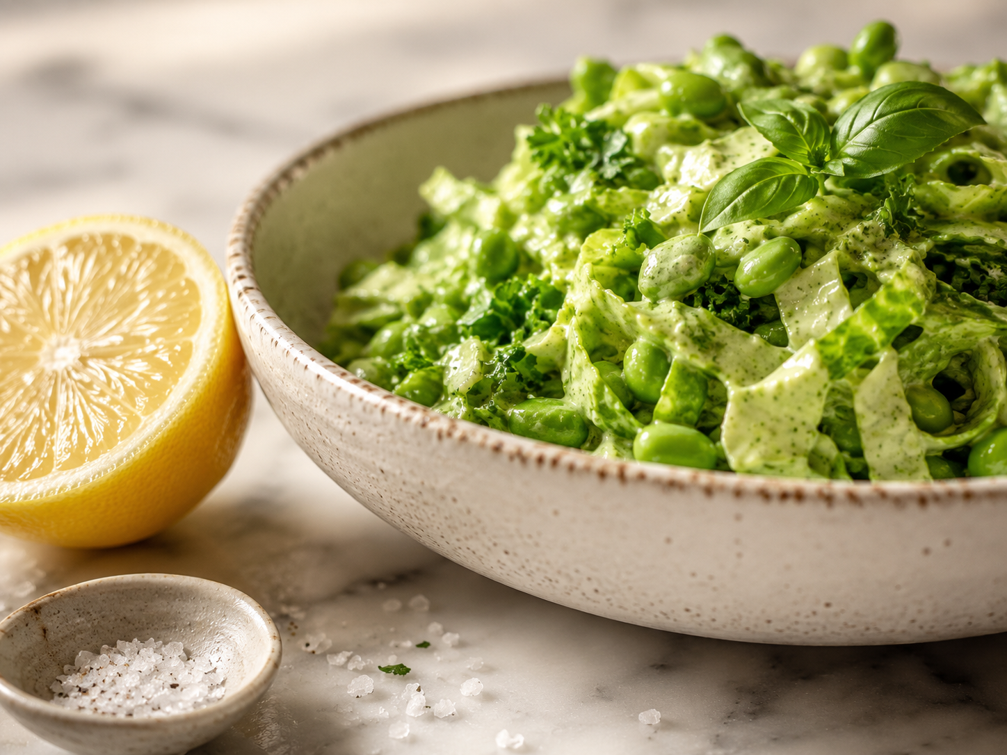 Green Goddess salad tasted and adjusted — vibrant and fully dressed, ready to serve