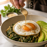 Savory Breakfast Bowl — Warm Grains, Garlicky Spinach, and a Runny Egg That Ties It All Together