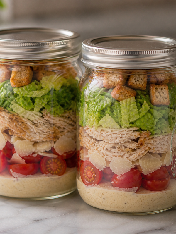 Chicken Caesar Mason Jar Salad — The Easiest Lunch You’ll Actually Look Forward To