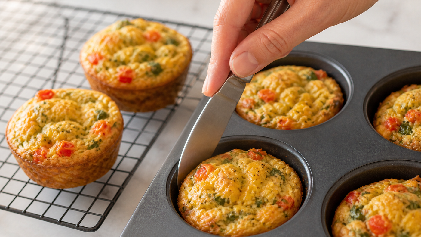Breakfast Veggie Egg Muffins — Bell Pepper, Spinach & Cheddar