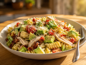 Chicken Caesar Avocado Pasta Salad with Bacon — Creamy, Smoky, and Done in Under 30 Minutes