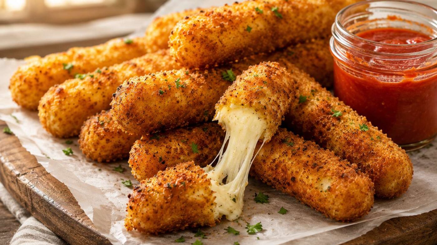 Crispy Cauliflower Mozzarella Sticks (Low Carb + Keto Friendly Snack)