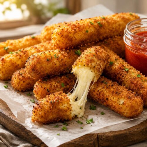 Crispy Cauliflower Mozzarella Sticks (Low Carb + Keto Friendly Snack)