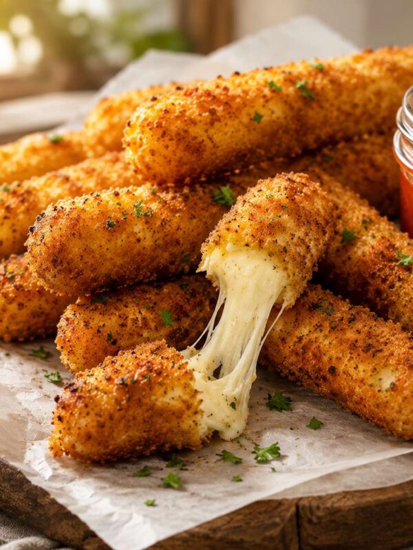 Crispy Cauliflower Mozzarella Sticks (Low Carb + Keto Friendly Snack)