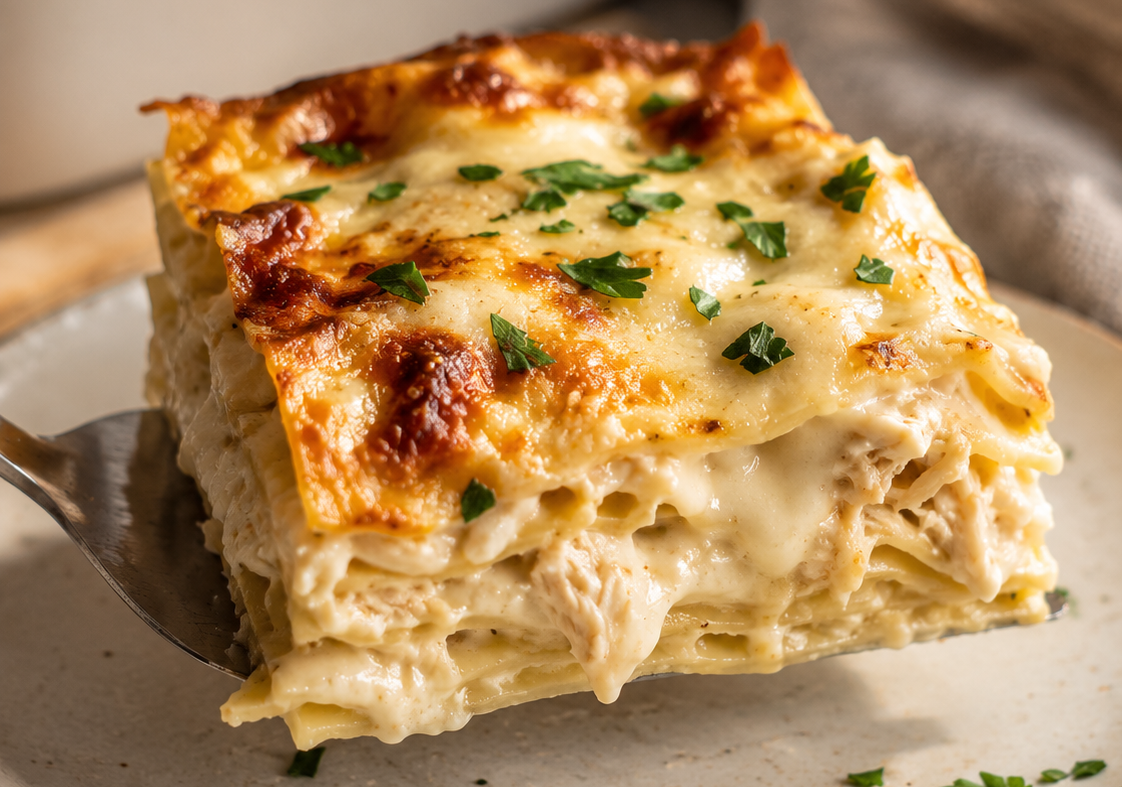 Cheesy Chicken Alfredo Lasagna (Creamy, Comforting, and So Easy to Make)
