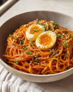Creamy gochujang pasta asian korean cuisine