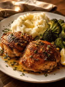 Crispy Garlic Butter Baked Chicken Thighs β Golden Skin, Juicy Inside, Done in 45 Minutes