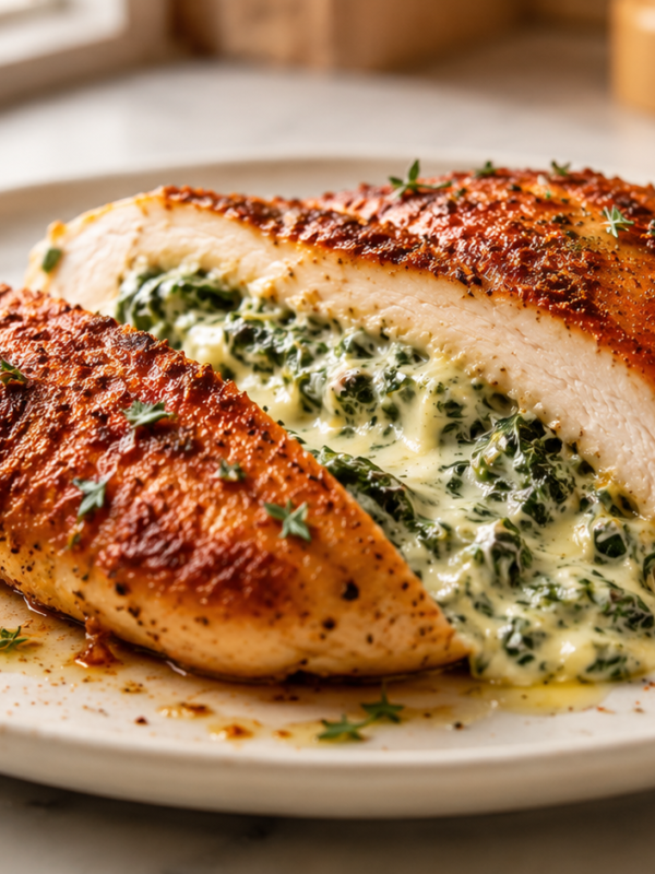 Cheesy Spinach Stuffed Chicken Breast — The Dinner That Looks Fancy But Takes 35 Minutes