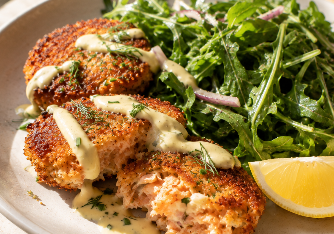 Try this Crispy Canned Salmon Fritterswith Lemon Aioli