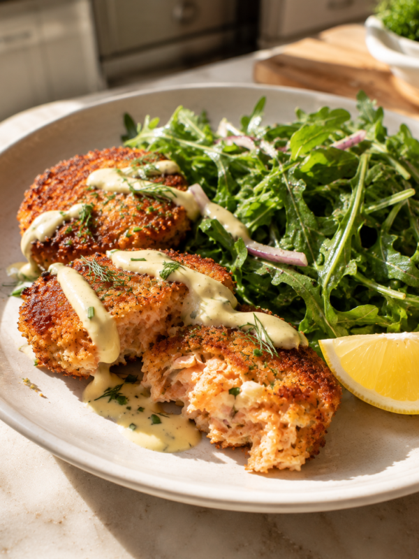 Try this Crispy Canned Salmon Fritterswith Lemon Aioli