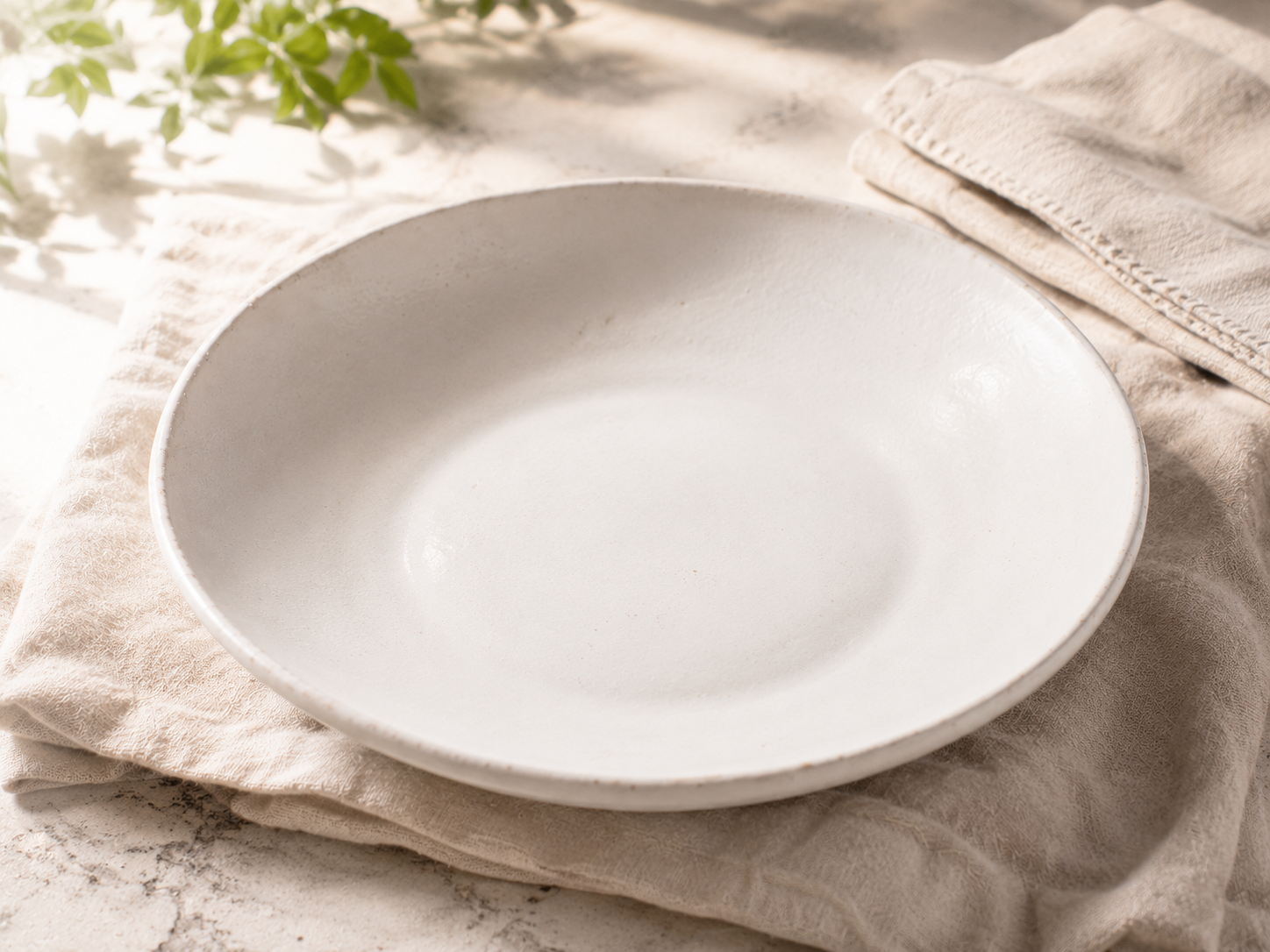 A wide shallow bowl chosen for the Mediterranean cottage cheese plate