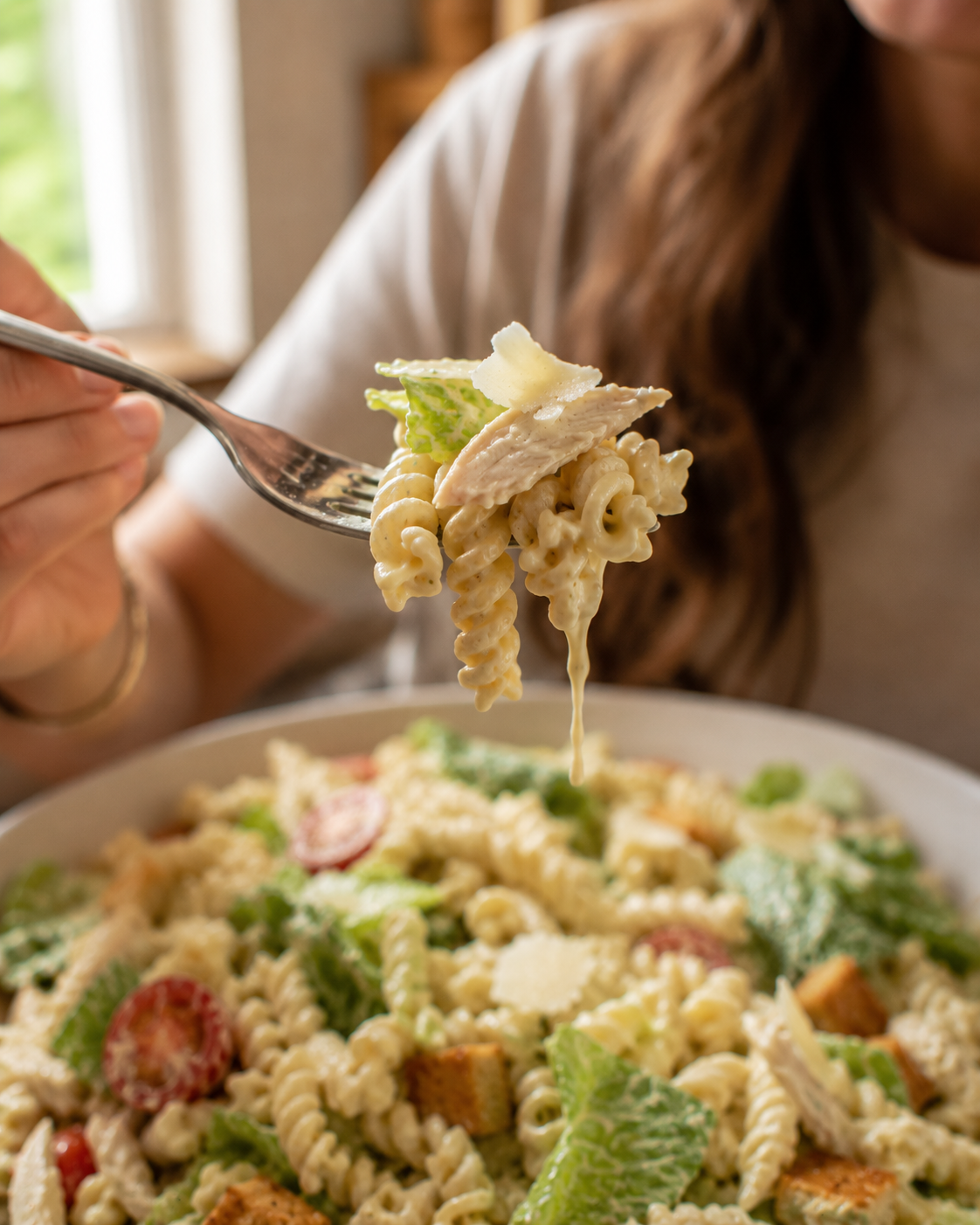 Combine everything.</strong> In a large bowl, toss the cooled pasta with the chicken”<br />
width=”1200″ height=”800″ loading=”lazy”<br />
/></div>
</div>
</li>
<p><!-- Step 6 --></p>
<li class=