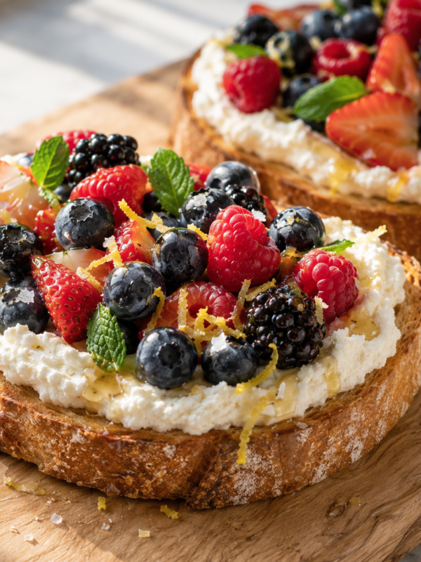 Whipped Ricotta Berry “Power” Toast — The Healthy Low-Calorie Breakfast That Keeps You Full and Actually Looks Beautiful
