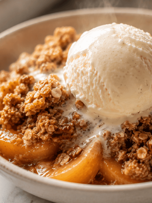Peach Crisp with Vanilla Bean Ice Cream — The Easy Peach Crisp Recipe You’ll Make All Summer