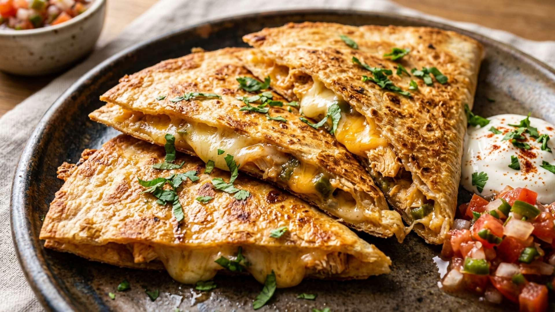 Crispy air fryer quesadillas with melted cheese