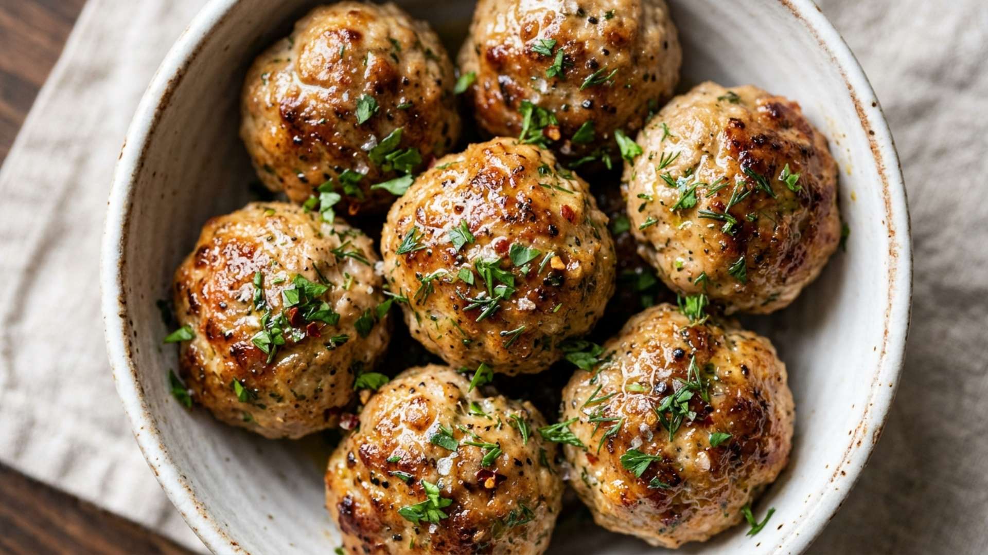 Herby turkey meatballs cooked in the air fryer