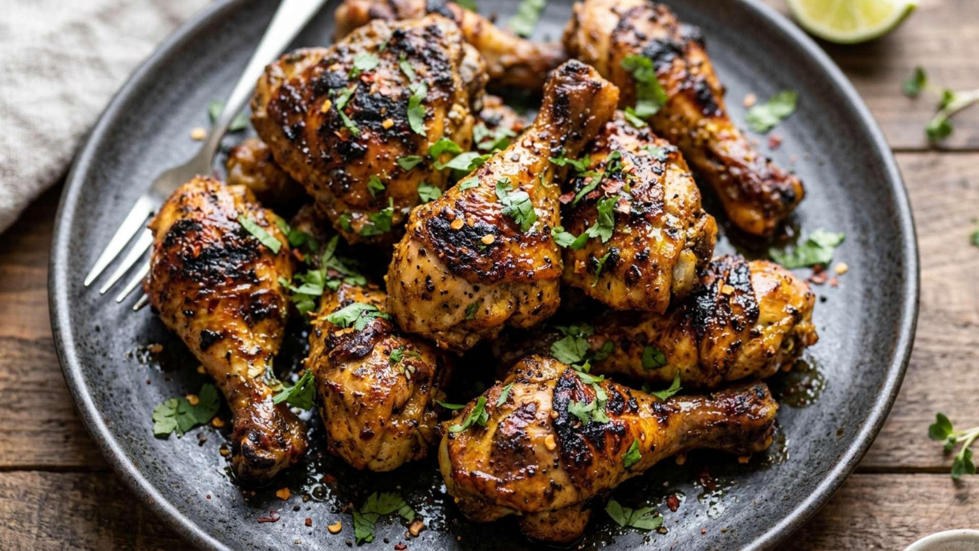Charred tandoori-style chicken made in the air fryer